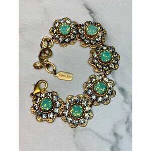 Clara Beau Gold-Tone Floral Bracelet Pacific Opal, Aqua, Swarovski Crystals -139